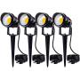 SUNVIE 12W Spot Lights Outdoor LED Landscape Lighting 120V AC Spotlights for Yard Waterproof Landscape Lights with Spiked Stake for Tree Garden Pathway Warm White Flag Lights with US 3-Plug In(4 Pack)