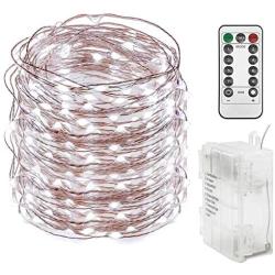 Twinkle Star 300 LED 99 FT Copper Wire String Lights Battery Operated 8 Modes with Remote, Fairy String Lights for Indoor Outdoor Home Wedding Party Decoration, White