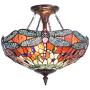 Capulina Hand-Crafted Tiffany Dragonfly Kitchen Island Light,W16'' Tiffany Ceiling Pendant, Tiffany Style Lamp, Tiffany Kitchen Chandelier, Tiffany Hanging Lights, Tiffany Glass Chandelier for Kitchen