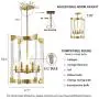 Hanging Pendant Light Fixture-8 Light Rectangle Clear Brass Modern Chandelier for Dining Room, Bedroom, Foyer and Entryway