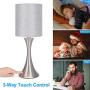 3 Way Touch Control Table Lamp, Dimmable Bedside Desk Lamp with Metal Base Modern Nightstand Lamp Stylish Gray Shade Simple Side Table Lamp for Bedroom, Living Room, Office, Edison Bulb Included