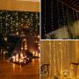 Bedroom LED Curtain Lights, Christmas 300 Led Window Curtain Lights, Led Fairy Light Curtains for Wedding Party Home Garden Bedroom Outdoor Indoor Wall Decorations Warm White 9.8x9.8 Ft