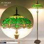 Tiffany Style Floor Standing Lamp W16H64 Inch Tall Green Stained Glass Crystal Bead Dragonfly Shade 2E26 Antique Reading Lighting Resin Base S459 WERFACTORY LAMPS Living Room Bedroom Table Lover Gifts