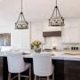 KSANA Wood Farmhouse Drum Chandelier, Metal Cage 5 Lights Pendant Lighting Fixture for Dining Room, Bedroom, Foyer, Living Room, Bathroom, Kitchen, Entryway