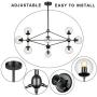 Lampundit DNA Chandelier 10 Light Modern Chandelier Lighting, Matte Black Finish with Globe Glass Shade, Industrial Ceiling Light Fixture for Dining & Living Room, Kitchen Island, Foyer - Black