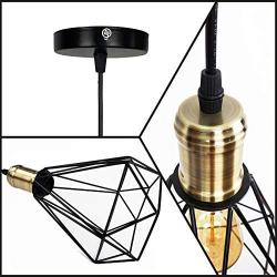 Espird Wire Cage Pendant Light Fixture,Geometric Bronze Vintage Hanging Lighting Industrial lamp Metal Shade for Kitchen Island Dining Room Bedroom Loft Hallway