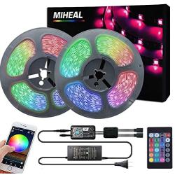 Miheal Led Light Strip, WiFi Wireless Smart Phone Controlled 65.6ft Non-Waterproof Strip Light Kit Black PCB 5050 LED Lights,Working with Android and iOS System,IFTTT