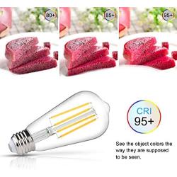 Vintage LED Edison Bulb, 6W, Equivalent 60W, Daylight White 4000k, Non-Dimmable Led Filament Light Bulb, E26 Base, High CRI 95+ Led Bulb, Clear Glass for Bathroom Kitchen Dining Room, Pack of 5