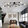 Modern Industrial Sputnik Ceiling Light - MKLOT Vintage Metal Pendant Lighting Fixture Black Painted Finish Semi Flush Mount Chandelier with 8 Lights for Kitchen Living Room Dining Room Modern Industrial Sputnik Ceiling Light - MKLOT Vintage Metal Pendant Lighting Fixture Black Painted Finish Semi Flush Mount Chandelier with 8 Lights for Kitchen Living Room Dining Room