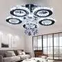 TongLan Crystal LED Ceiling Light Flush Mount 5 Rings Stainless Steel Pendant Lamp Modern Chandelier Lighting Fixture for Foyer Living Room Dining Room (Cool White)