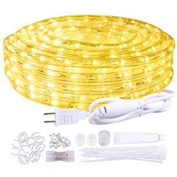 Warm White LED Rope Lights Outdoor Cuttable Waterproof 39ft/12m Plug in Strip Light 432pcs LEDs 110V Flexible Connectable Backyards Decorative Lighting Bedroom Wedding Party Garden