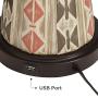 Ignacio Table Lamps Set of 2 with USB Charging Port Southwest Style Tapering Column Oatmeal Fabric Drum Shade for Living Room Bedroom Bedside Nightstand Office Family - John Timberland