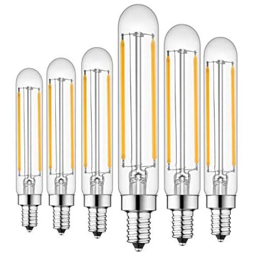 Rayhoo E12 Dimmable LED Candelabra Light Bulbs 4W 110V Edison Light Bulb, T20 Tubular Shape, 400LM, 40W Incandescent Replacement, 2700K Warm White, 6-Pack