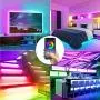 RGB Led Strip Lights 32.8ft,GLIME 10m Led Strips with App Controlled & Music Sync, 5050 Flexible Color Changing Led Strip Lights 44 Keys IR Remote for Bedroom Kitchen Party Bar DIY Decoration