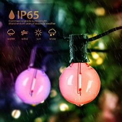 Svater Outdoor String Lights Color Changing,25ft with 12pcs E12 Socket, 13pcs shatterproof G40 Bulb,Remote Control,Low Voltage Dimmable Patio Lights,ETL List,IP45 Waterproof