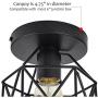 Lysed Semi Flush Mount Ceiling Light E26 E27 Light Fixtures Retro Black Industrial Pendant Light Metal Bulb Guard Lamp Cage for Porch Hallway Kitchen Stairway Farmhouse Light
