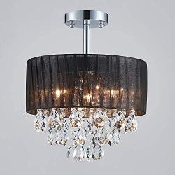 Saint Mossi 13'' Chrome Modern K9 Crystal Chandelier Lighting LED 3-Light Ceiling Light Fixture Pendant Lamp for Dining Room Bathroom Raindrop Light Fixture