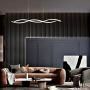 Modern LED Chandeliers, Wave Acrylic Ceiling Hanging Pendant Light Fixtures, Contemporary Curved Arc Chrome Finish Hanging Pendant Lamp for Bedroom Living Room Dining Room Kitchen Island