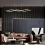 Modern LED Chandeliers, Wave Acrylic Ceiling Hanging Pendant Light Fixtures, Contemporary Curved Arc Chrome Finish Hanging Pendant Lamp for Bedroom Living Room Dining Room Kitchen Island