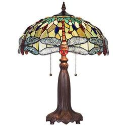 Tiffany Table Lamp, Capulina Handcrafted 18.3'' Stained Glass Antique Lamp Shades, Timeless Art Stunning Stained Glass Table Lamp, Enhance Home, Office, Desk, Entry, Living Room - Gothic Glass Styles