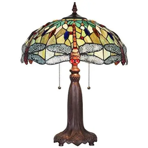 Tiffany Table Lamp, Capulina Handcrafted 18.3'' Stained Glass Antique Lamp Shades, Timeless Art Stunning Stained Glass Table Lamp, Enhance Home, Office, Desk, Entry, Living Room - Gothic Glass Styles