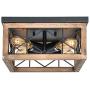 Eyassi Wood Flush Mount Ceiling Lights, 4-Lights Farmhouse Close to Ceiling Lighting Fixtures Black Wooden Ceiling Lamp for Kitchen Island Living Room Bedroom Hallway Laundry Entryway