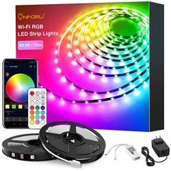 Onforu 65.6ft Smart WiFi LED Strip Lights, 20m RGB Light Strip Compatible with Alexa, Google Assistant, Dimmable Colored LED Light Strip by App Control, Music Synchronize Color Changing Tape Lights