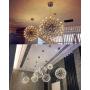 LAKIQ Modern LED Chandelier Lighting Fixture Chrome Stainless Steel Firework Shape Hanging Pendant Lights for Living Room Dining Room Restaurant Bar Cafe Hotel (19.5, White Light)