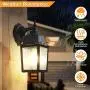 Dusk to Dawn Sensor Outdoor Wall Lantern Waterproof Exterior Wall Mount Lights, E26 LED Bulb Included, Anti-Rust Aluminum Matte Black Wall Sconce with Water Glass Shade for Garage, Patio, Hallway