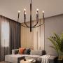 NEWSEE Black Chandelier Farmhouse Light Fixture for Dining Room Rustic Industrial Iron Sputnik Chandeliers Lighting for Foyer Living Room Kitchen Bedroom 6-Light