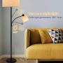 DLLT Living Room Standing Floor Lamps for Reading, Modern Tall Pole Lamp for Contemporary Home with Adjustable Side Light, Mid-Century Industrial Lighting with Drum Shade for Bedroom, Office, Metal
