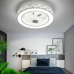 DYRABREST 22 Inch Modern Ceiling Fan with Light, Different Shape Decor Invisible Blades Chandelier Dimmable Lighting 3 Speed Adjustable Modes for Dining Room Living Room (Flower Fan Lamp)