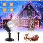 ZHUPIG Christmas Projector Light, LED Snowfall Projection Lamp, Outdoor Waterproof Sparkling Decorative Lighting for Thanksgiving, Xmas, Birthday Party (Cool White 6000K, 2 Installation Methods)