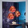 RUNNUP Modern Pendant Light Creative Single Light 12'' Hanging Lamp with Melt Glass Shade in Red for Dining Rooms,Living Room