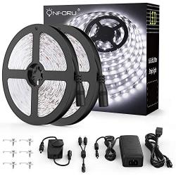 Onforu 65.6ft LED Strip Light, 6000K Daylight White Dimmable Tape Light, 20m 12v Flexible Ribbon Light, 2835 LEDs Rope Lighting for Home, Kitchen, Under Cabinet, Bedroom, Non-Waterproof