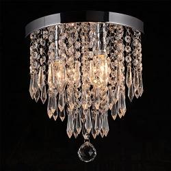 Hile Lighting KU300107 Crystal Chandeliers Flush Mount Ceiling Light Lamp,Diameter 11.0 Inch Height 11.8 Inch, 3 Lights