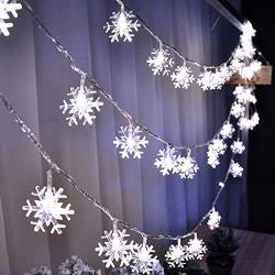 E-lishine 19ft /40LED Snowflake String Light String Outdoor Waterproof House Decorative Light String Interior Decoration,Decorative Snowflake Lights for Christmas, Party (White)