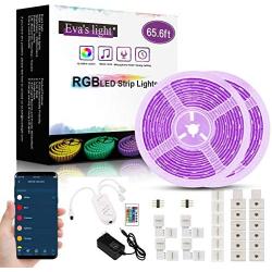 Led Strip Lights 65.6ft 5050 RGB LED Rope Lights with Alexa Google Assistant, Music Sync Color Changing Lights Strip for Bedroom, TV, Party, Home Decoration, with Remote and Connectors