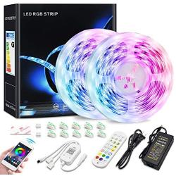 65.6Ft Led Strip Lights for Bedroom, DDS-DUDES Bluetooth led Lights Music Sync Colour Changing Strip Light Control by 24-Key Remote, Smart App and Control Box