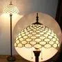 Tiffany Floor Lamp W16H64 Inch Tall Amber Stained Glass Crystal Pear Bead Lampshade S005 WERFACTORY LAMPS Lover Gifts Antique Style Standing Read Lighting Base Living Room Bedroom Bedside Coffee Table