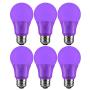 Sunlite 40946 Purple LED A19 3 Watt Medium Base 120 Volt UL Listed LED Light Bulb, last 25,000 Hours, 6 Pack