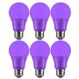 Sunlite 40946 Purple LED A19 3 Watt Medium Base 120 Volt UL Listed LED Light Bulb, last 25,000 Hours, 6 Pack