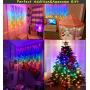 LED Rainbow String Curtain Lights with Dimmer Switch, USB Rainbow Fairy Icicle lights for Girls Room, Teen Room, Bedroom Decor, Mermaid & Unicorn Room Décor, Birthday,Party, Christmas Décor,Wall Decor