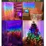 LED Rainbow String Curtain Lights with Dimmer Switch, USB Rainbow Fairy Icicle lights for Girls Room, Teen Room, Bedroom Decor, Mermaid & Unicorn Room Décor, Birthday,Party, Christmas Décor,Wall Decor
