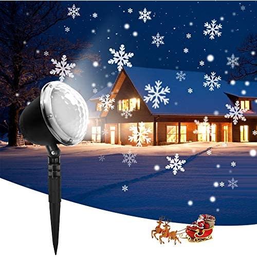 Christmas Projector Lights Outdoor LED Snowflake Rotating Projector with Remote Control Snowfall with Moving Patterns Snow Falling Landscape Projection Light Indoor Patio Garden Decoration