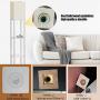 Floor Lamp with Shelves - Shelf Floor Lamps by Real Solid Wood with 2 USB Ports & 1 Power Outlet, Floor Lamps for Bedrooms, Lamps for Living Room (White)