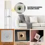 Floor Lamp with Shelves - Shelf Floor Lamps by Real Solid Wood with 2 USB Ports & 1 Power Outlet, Floor Lamps for Bedrooms, Lamps for Living Room (White)