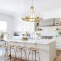TODOLUZ 6 Lights Farmhouse Dining Room Chandelier Brushed Brass Ceiling Hanging Light Fixture with Opal White Glass Shades for Kitchen Bedroom
