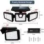 Oumaiga Wireless LED Solar Motion Sensor Lights Outdoor,3 Head Motion Sensor Lights,Lights Outdoor Spotlights 360°，IP65 Waterproof, Illumination for Yard Patio Garage Entryway Front Door (2 Pack)
