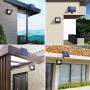 Solar Lights Outdoor Street Flood Light with 16FT Extension Cord Solar Lamp Security Landscape Lighting Waterproof for Ceiling Porch, Cabin roof,Tree,Doorway,Garden Lighting(Warm White)